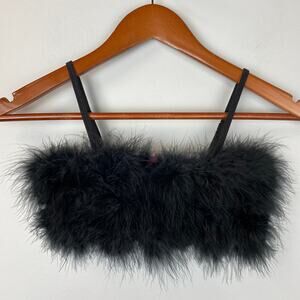 NEW Sugar Thrillz Black Feather Spaghetti Strap Bralette